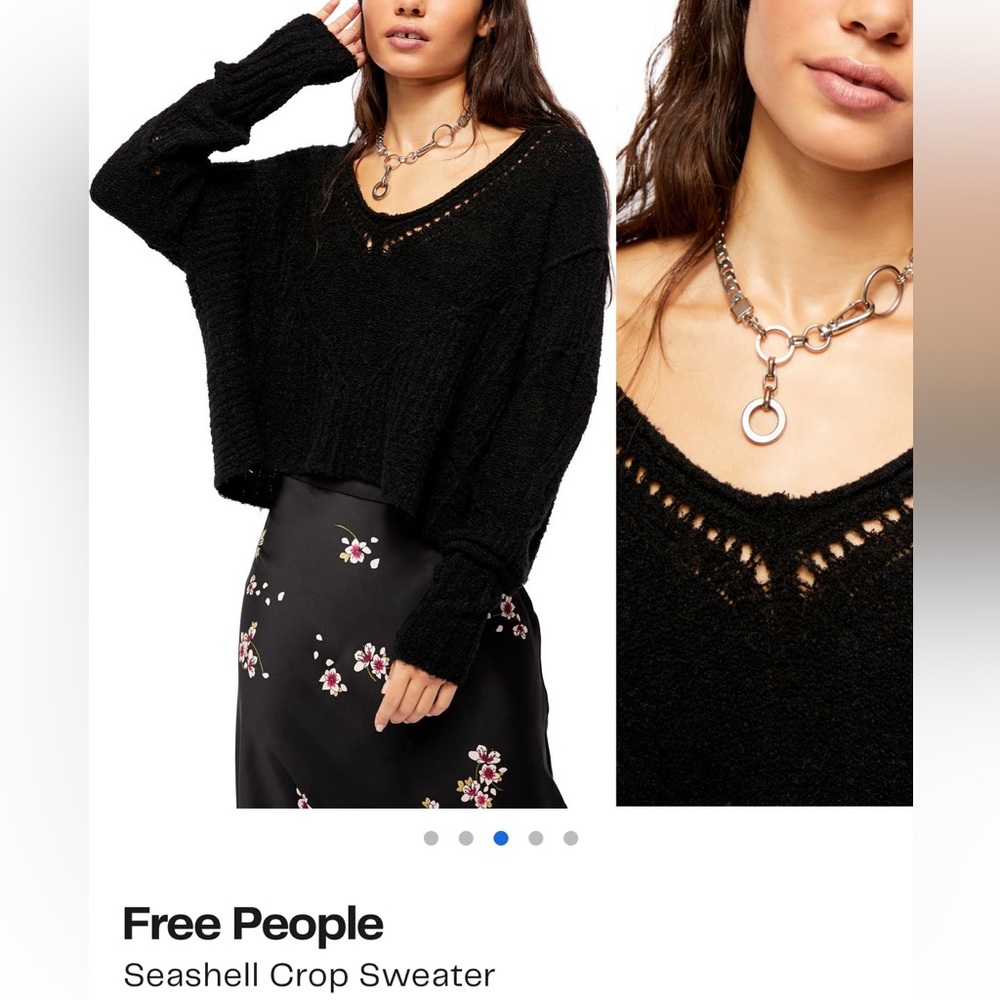 Free people black cropped knit sweater